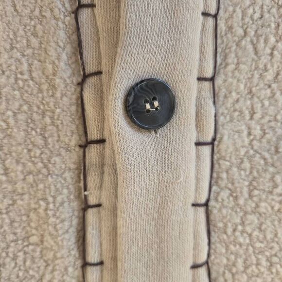 Vintage Havana Womens Button Front Burnout Oversized Sherpa Shacket Beige Medium - Picture 6 of 11